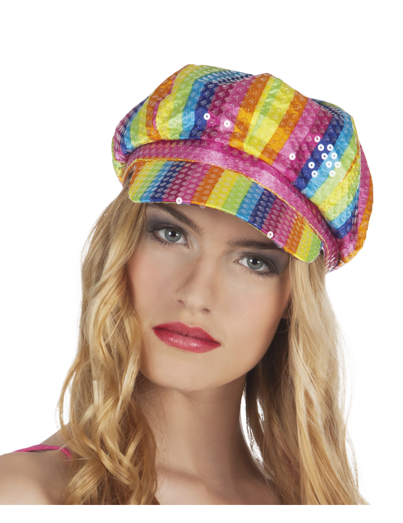 Casquette multicolore à sequins adulte
