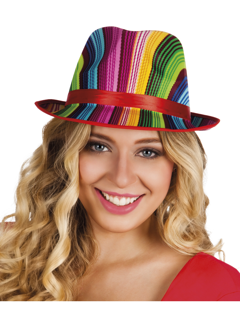 Chapeau borsalino rayé multicolore adulte