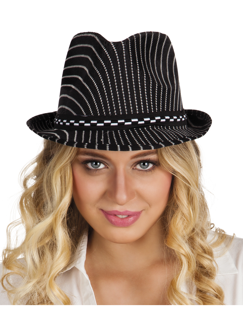 Chapeau borsalino rayé noir et blanc adulte