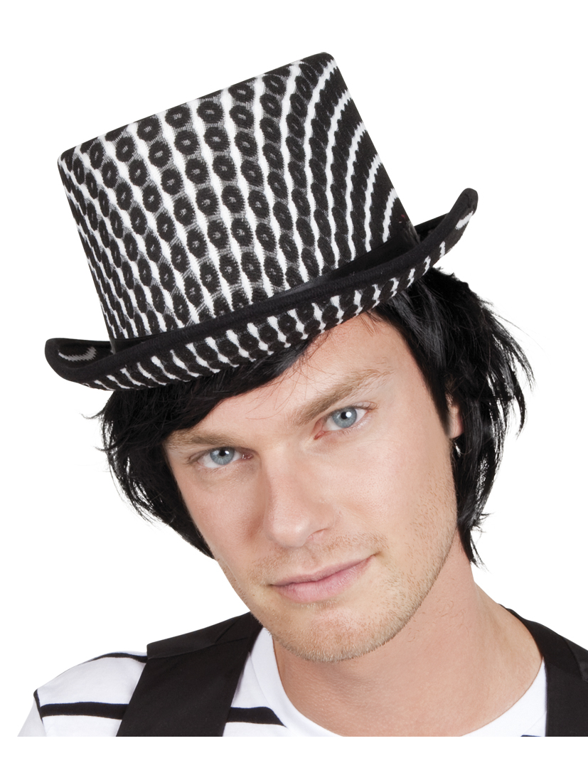 Chapeau haut de forme noir et blanc adulte