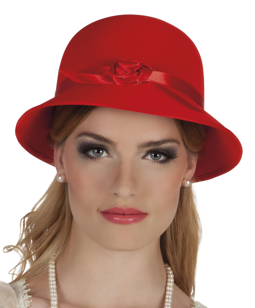 Chapeau charleston années 20 rouge femme