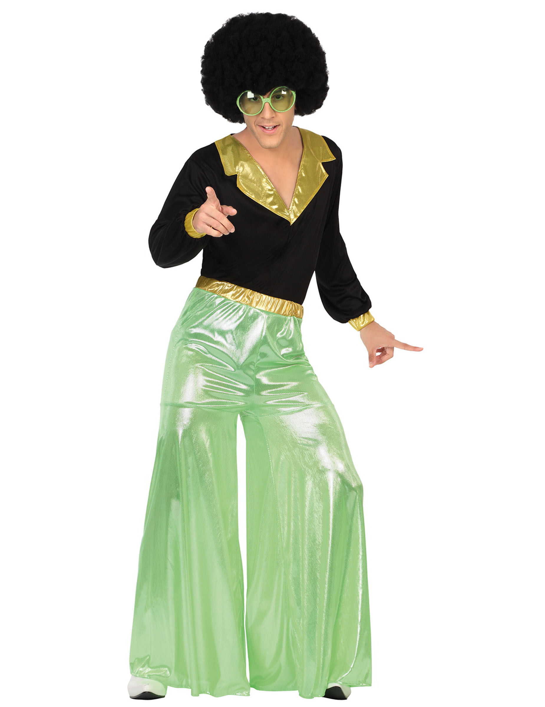 Déguisement disco holographique vert homme