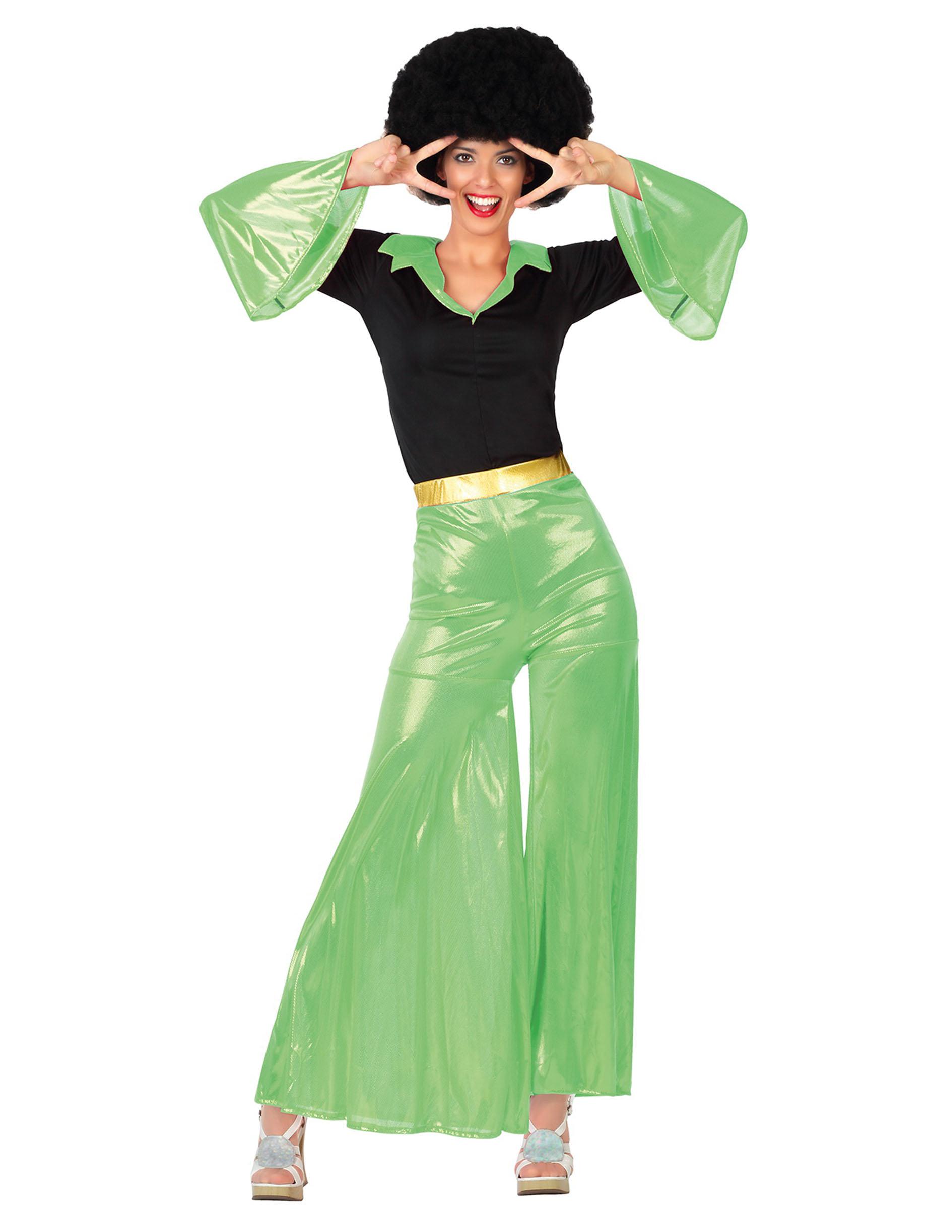 Déguisement disco holographique vert femme