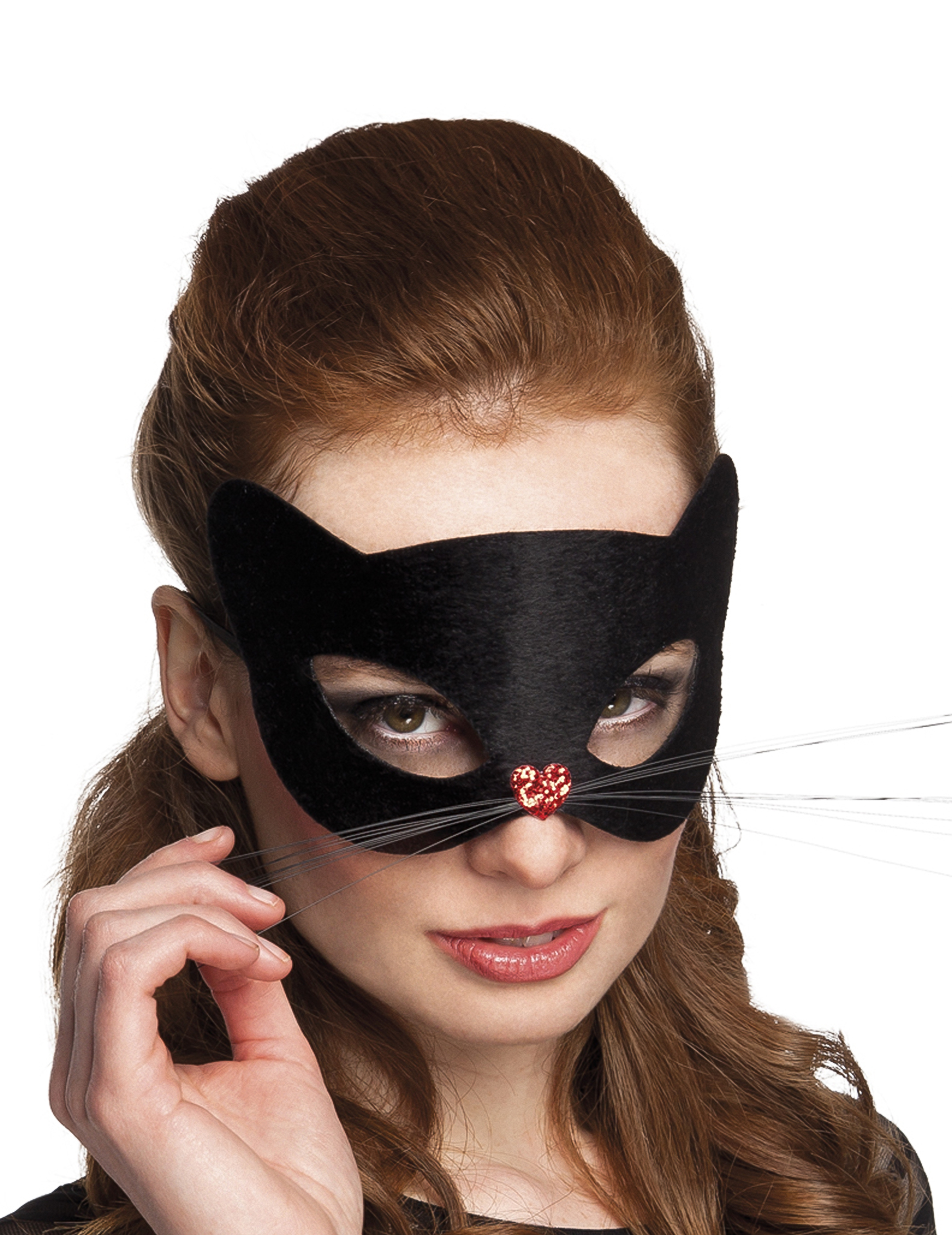Masque chat noir avec nez coeur femme