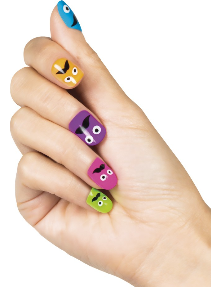 Faux ongles adhésifs moustache femme
