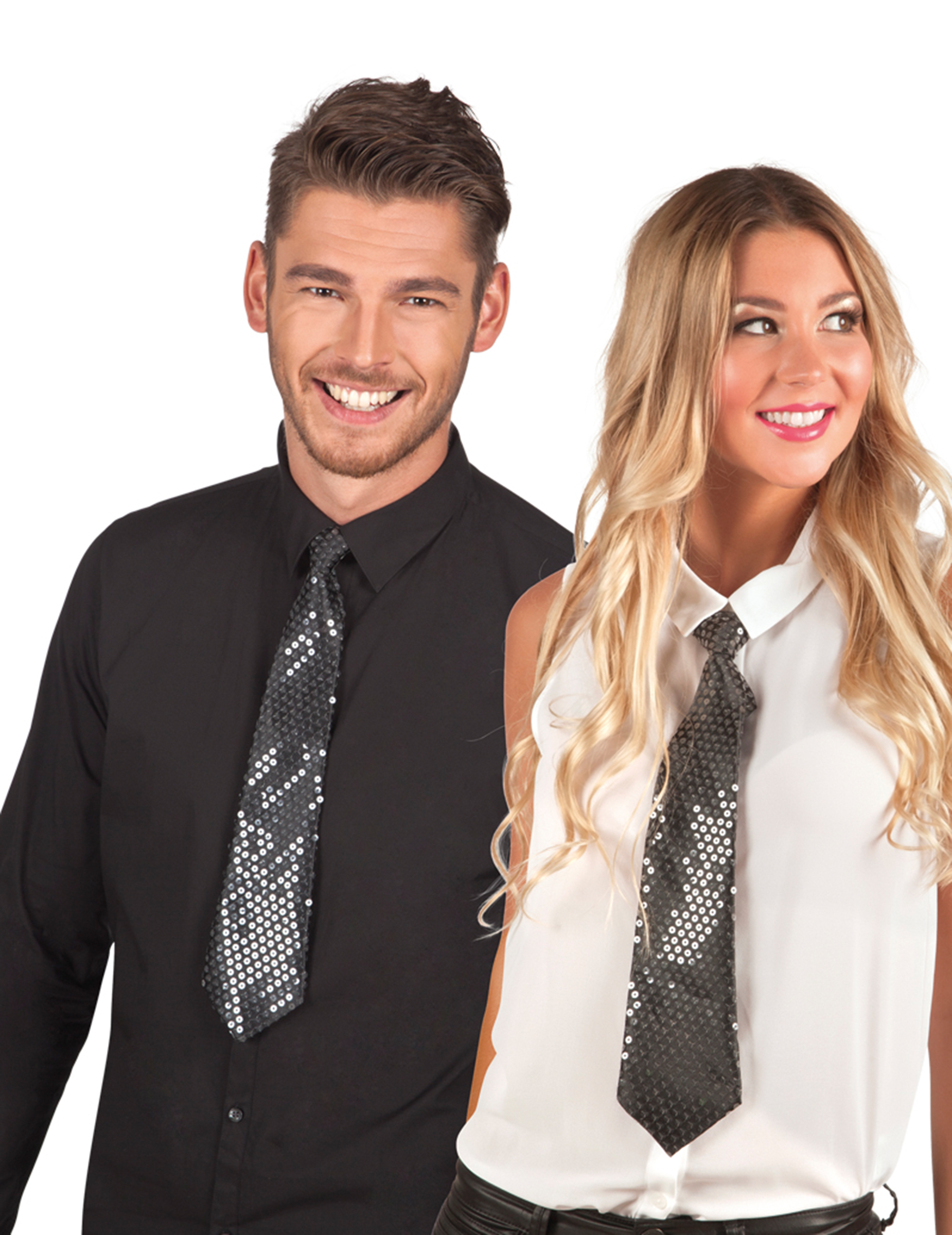 Cravate noire avec sequins transparents adulte