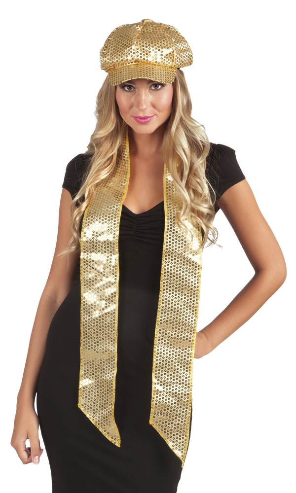 Echarpe dorée avec sequins adulte