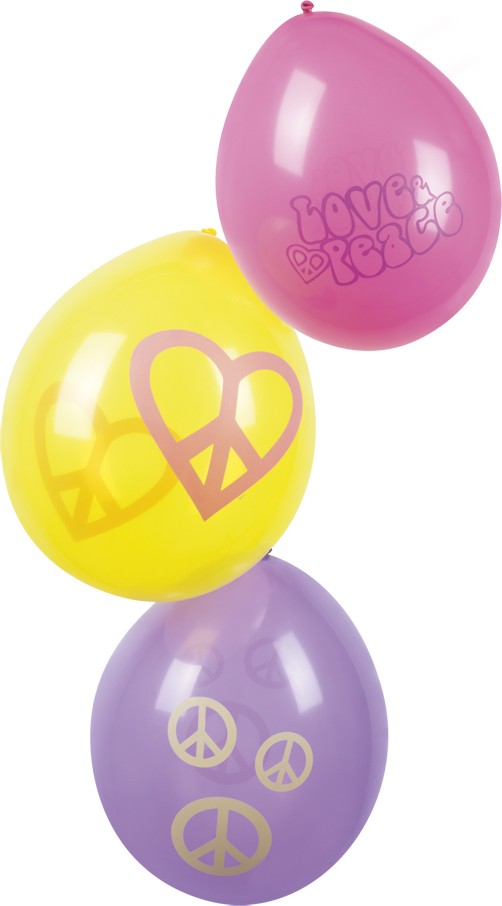 6 Ballons Hippie Flower Power 25 cm