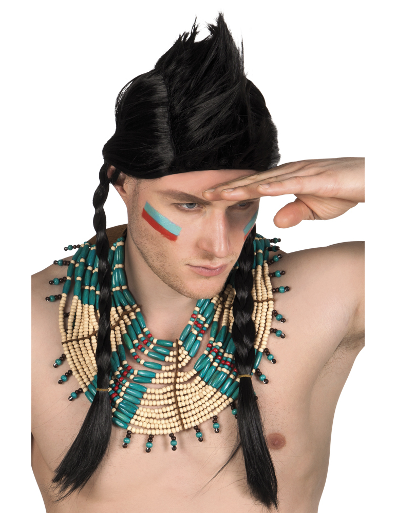 Collier indien bleu homme