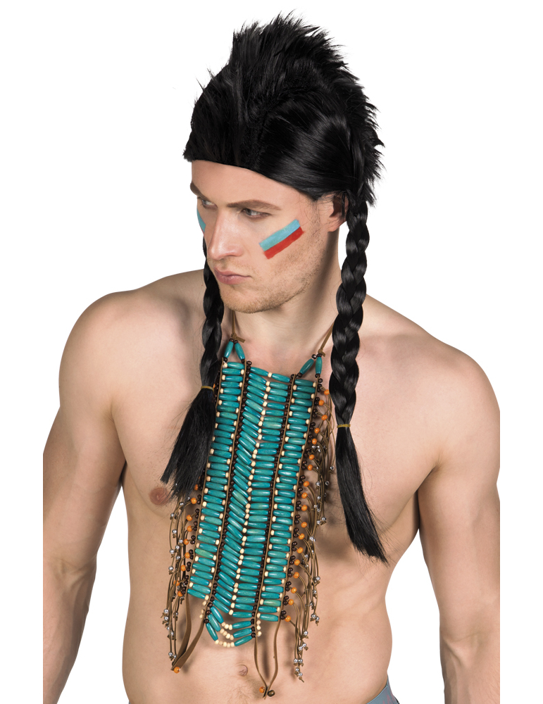 Collier indien long bleu adulte