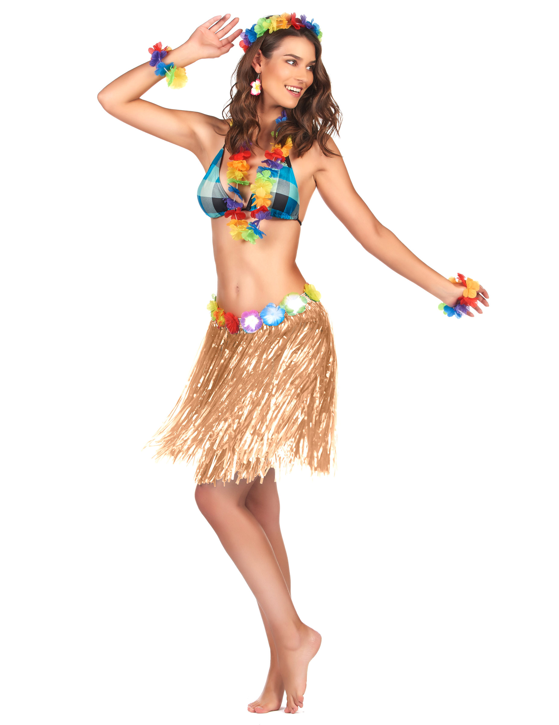 Jupe hawaïenne courte en plastique adulte