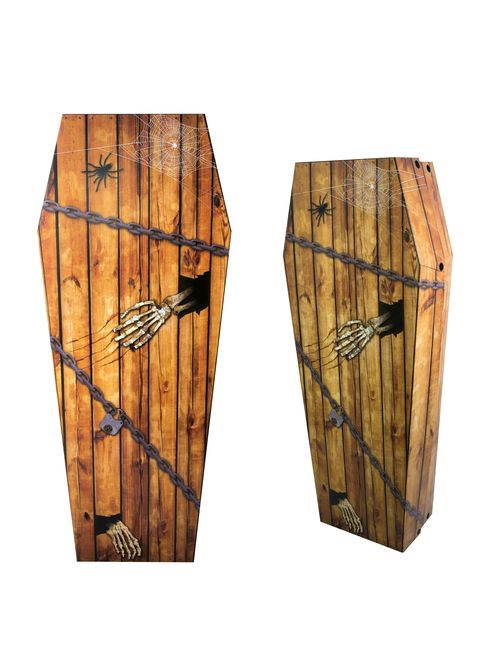 Cercueil en carton faux bois 150 cm Halloween