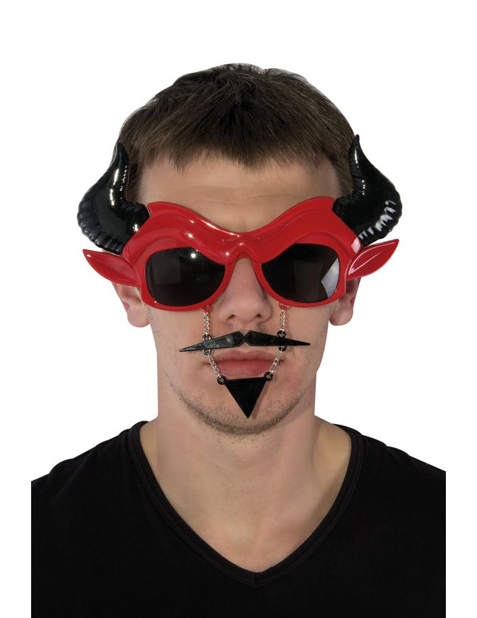 Lunettes diable avec moustache et barbichette Halloween