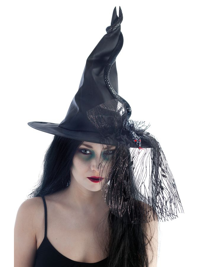 Chapeau sorcière adulte avec serpent Halloween