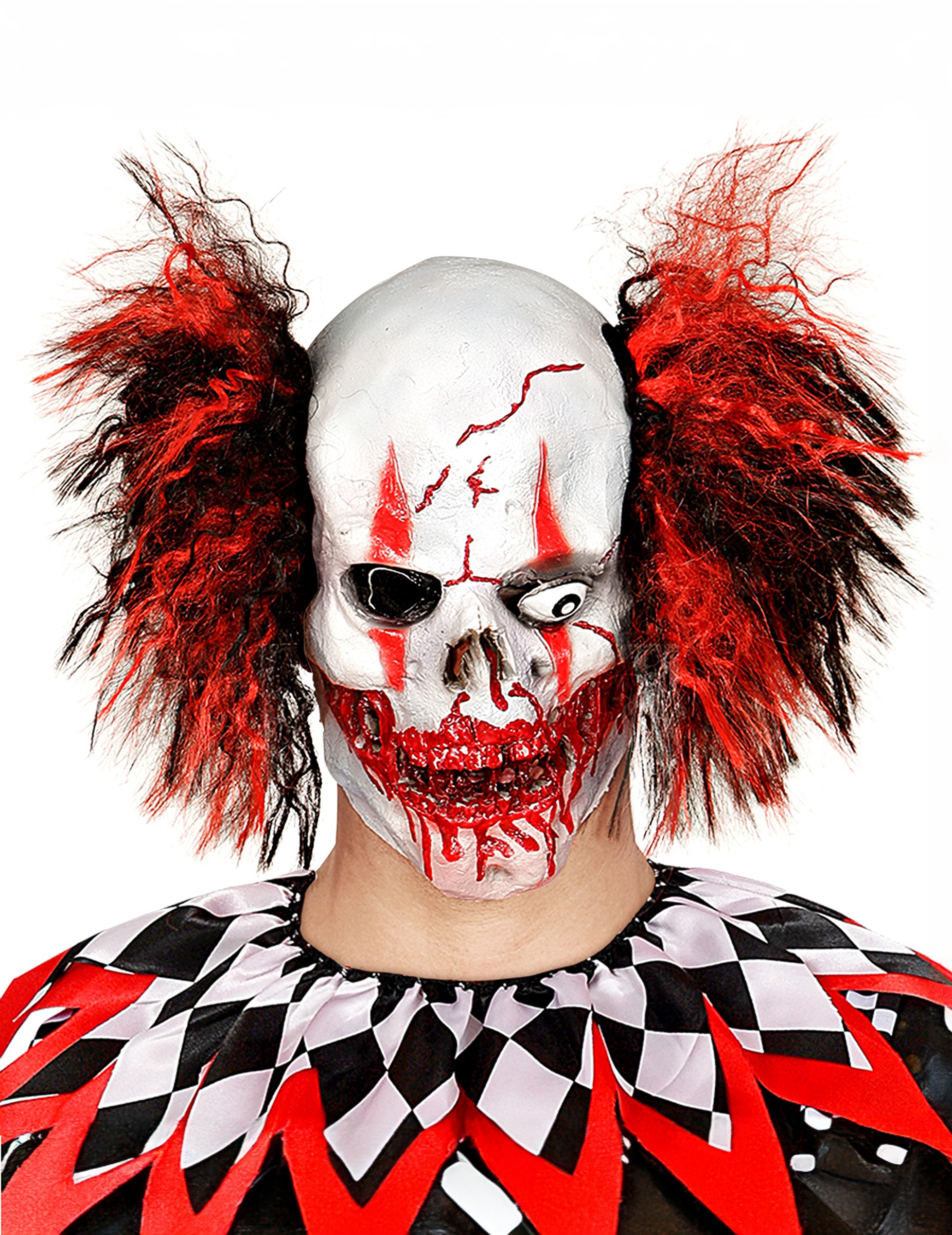 Masque latex clown rouge sanglant adulte Halloween
