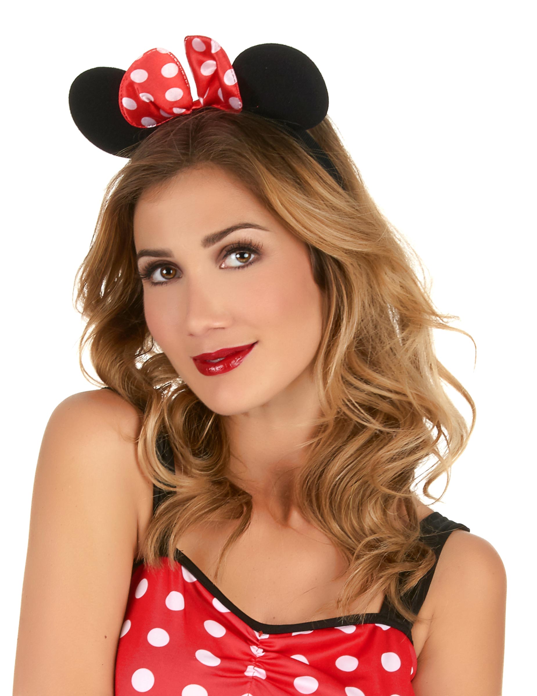 Serre-tête oreilles de souris avec noeud à pois femme