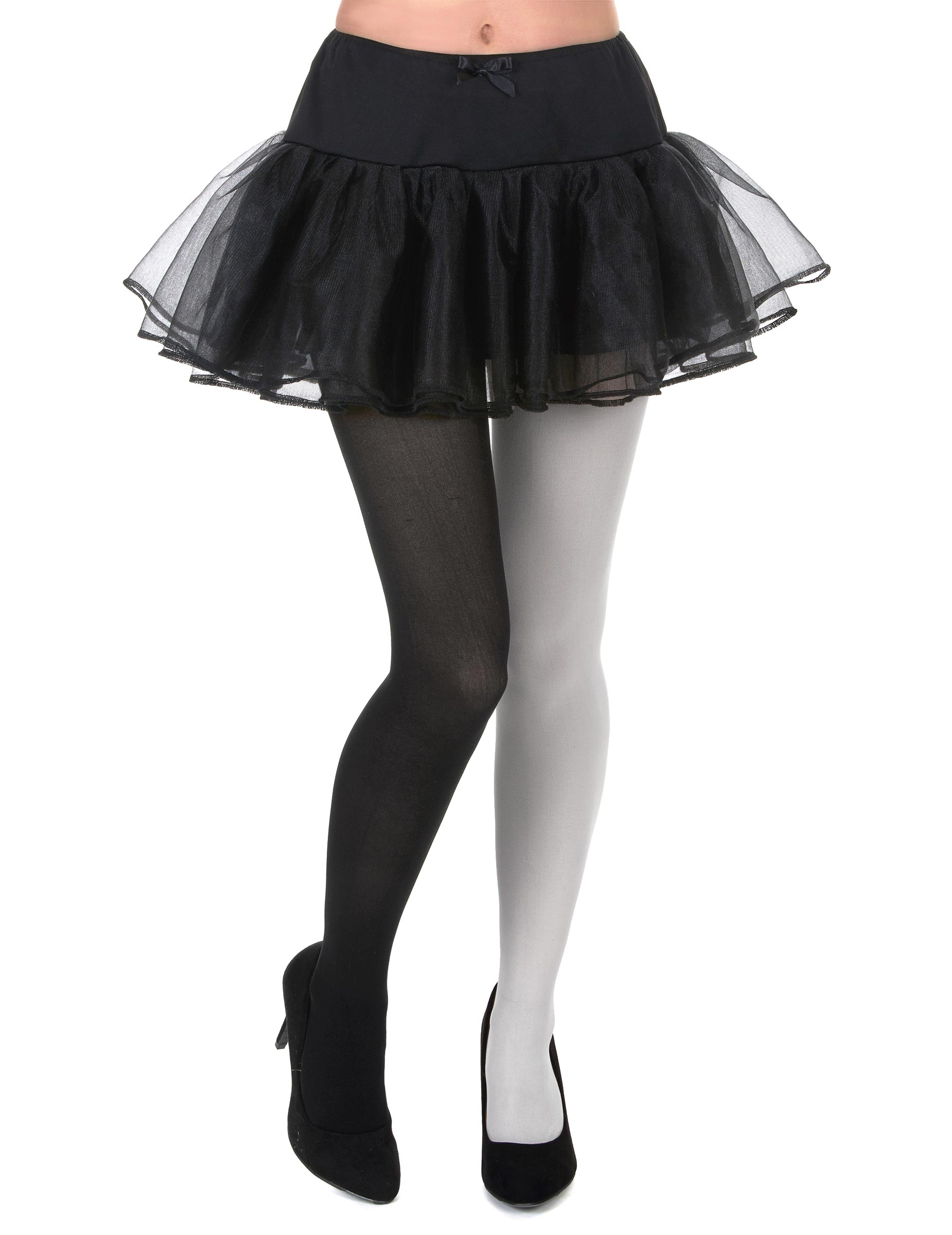 Collants bicolore noir et blanc adulte