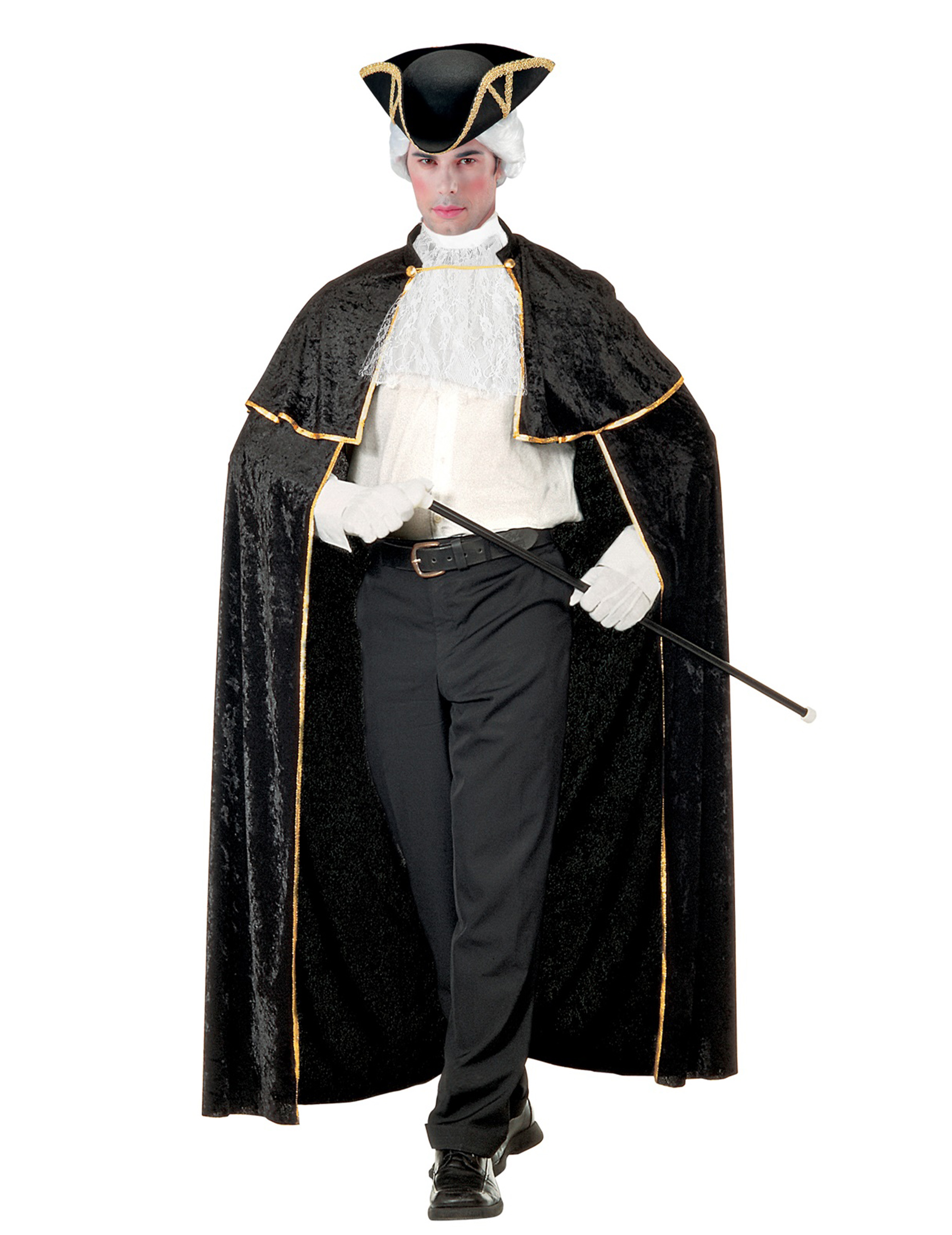 Cape séducteur vénitien avec jabot noir adulte