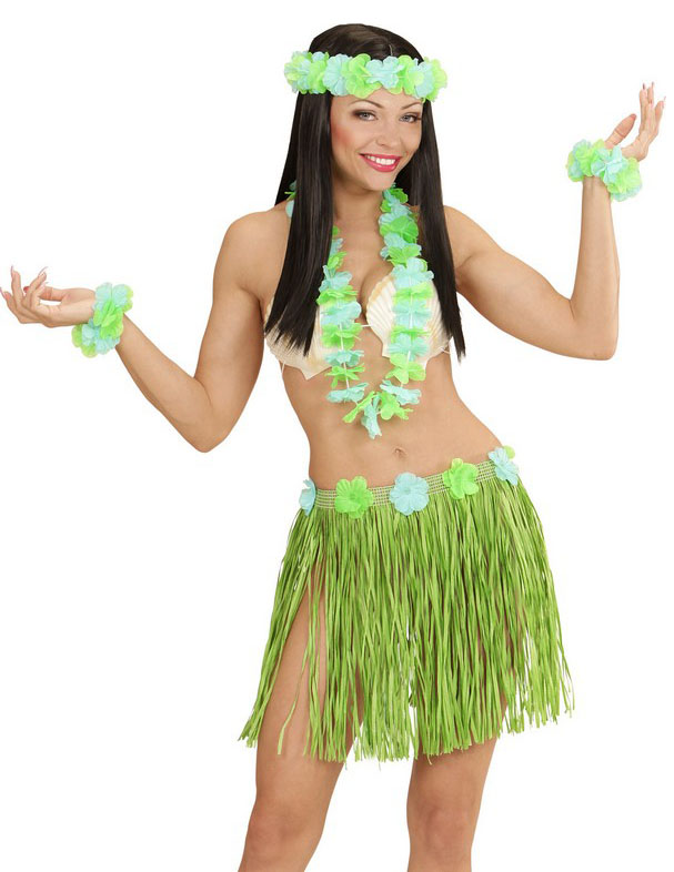 Kit hawaïen bleu et vert adulte
