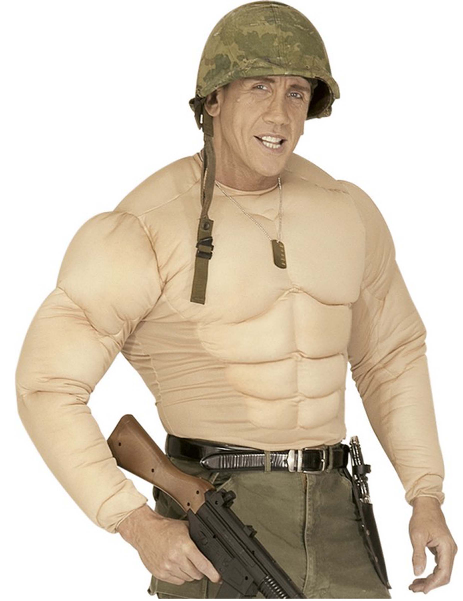 Faux torse musclé militaire adulte