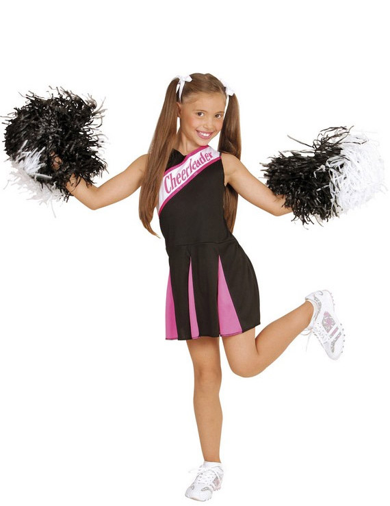 Déguisement pompom girl rose et noir fille