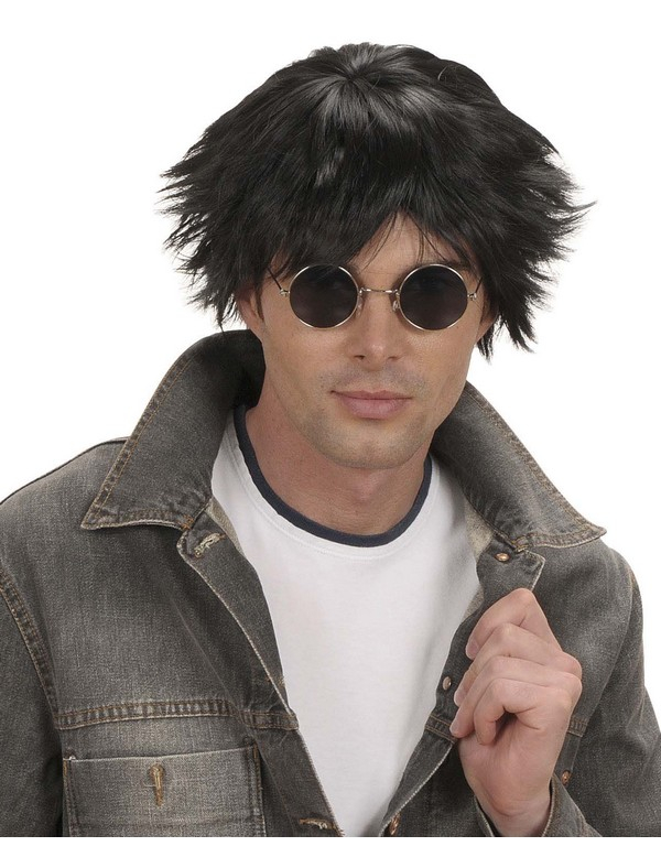 Perruque courte noire homme