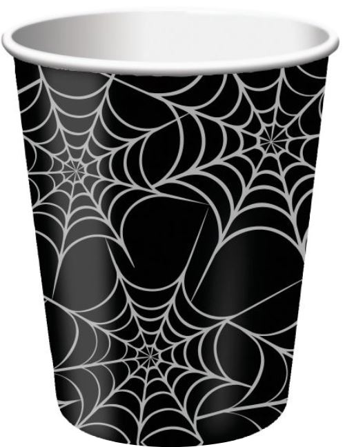 8 Gobelets en carton toile d'araignée 25 cl Halloween