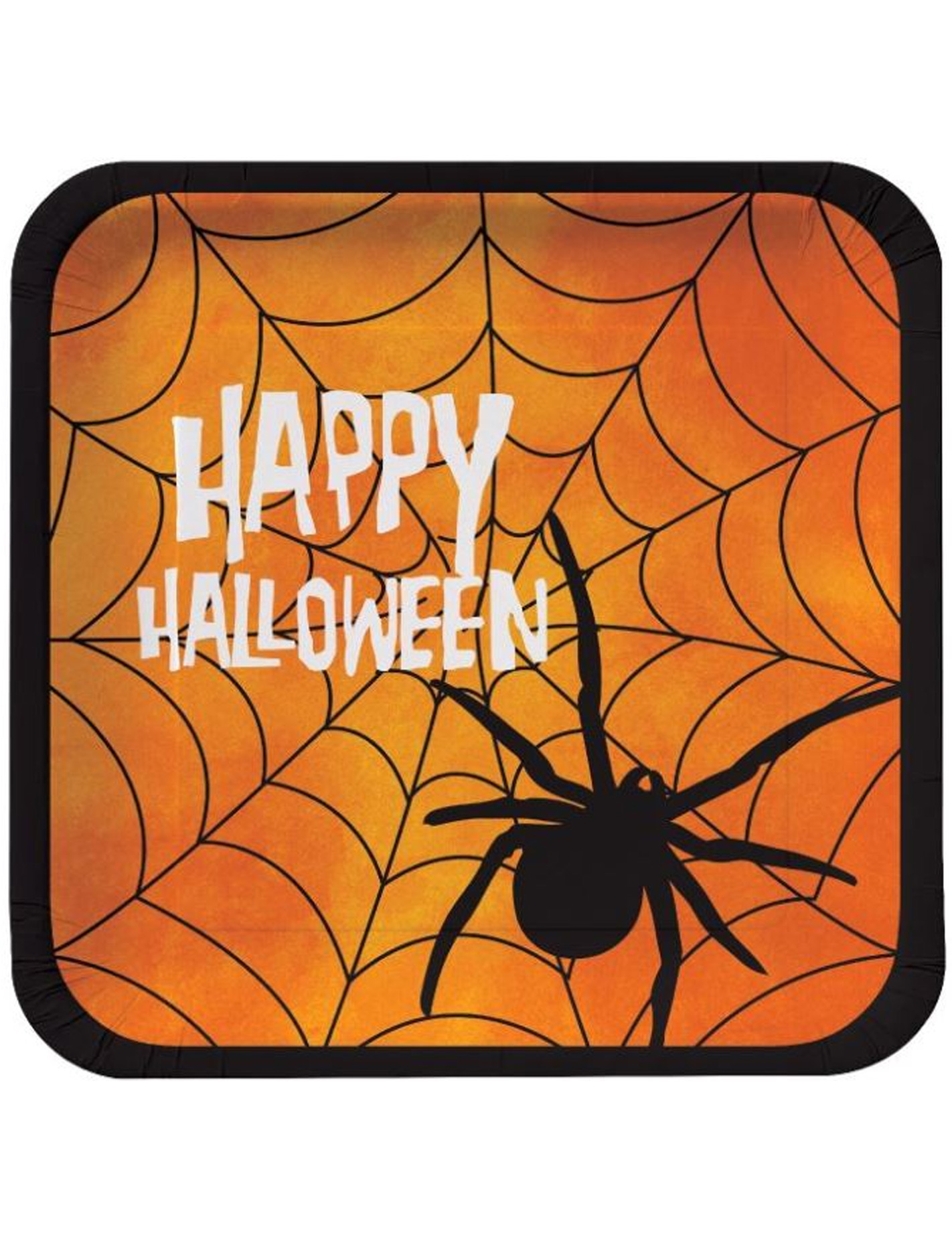 8 Assiettes Carrées Happy Halloween 23 cm