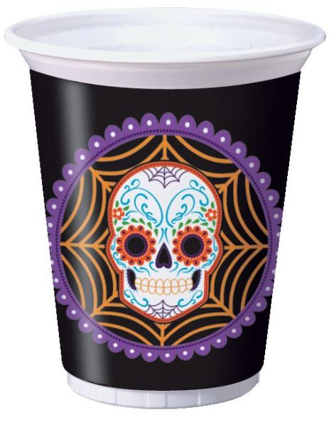 8 Gobelets plastique Dia de los muertos 25 cl