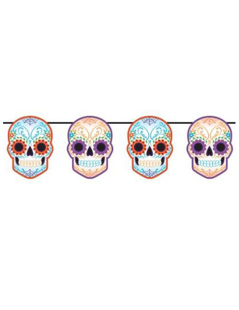 Guirlande squelettes colorés Dia de los muertos 1.6 mètres