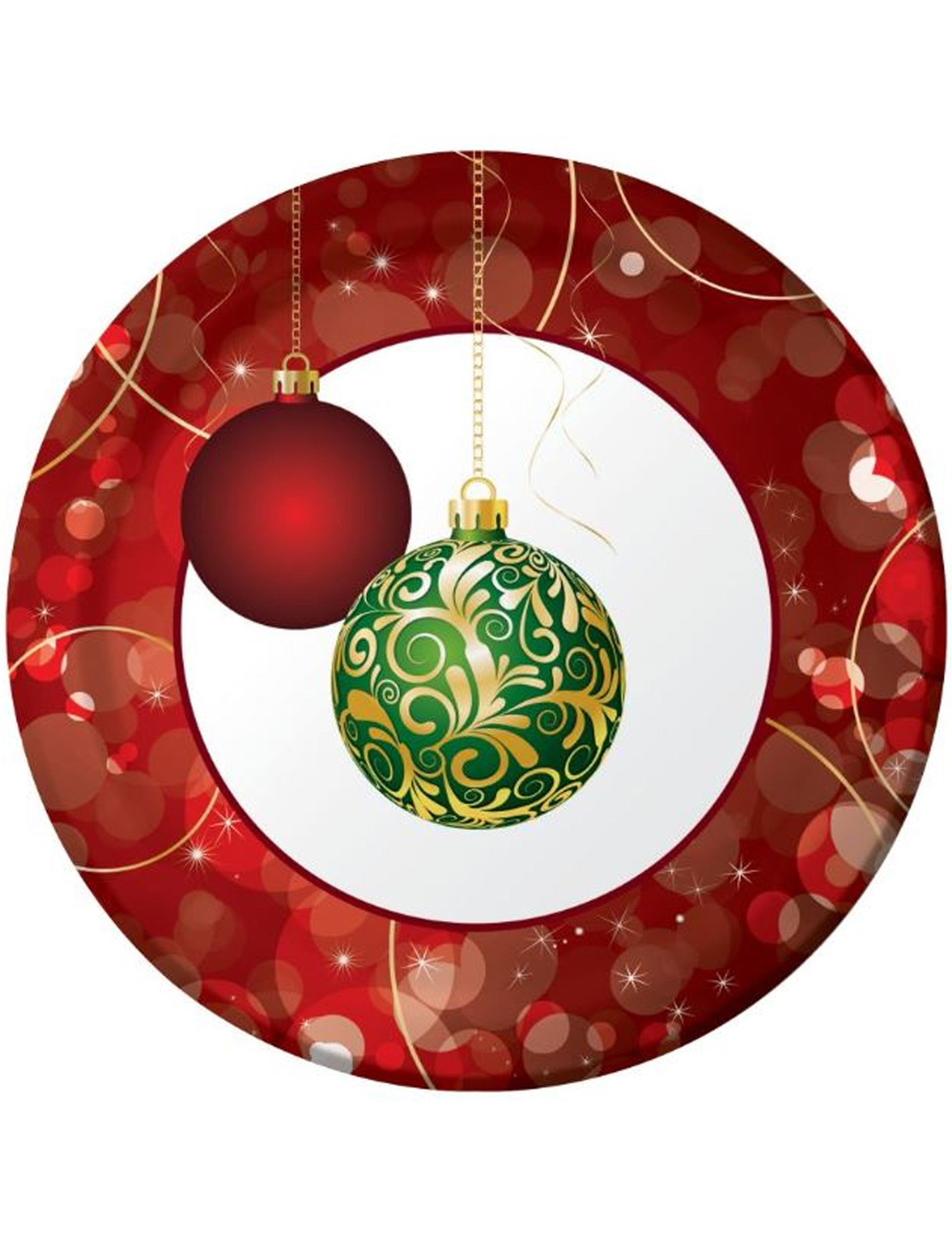 8 Assiettes Boules Décorées 23 cm Noël