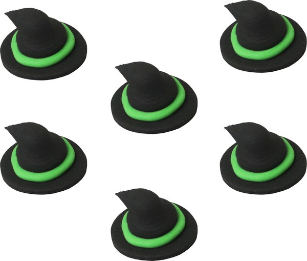 6 Mini disques en sucre chapeaux de sorcière Halloween