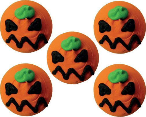 5 Mini disques en sucre Citrouilles Halloween