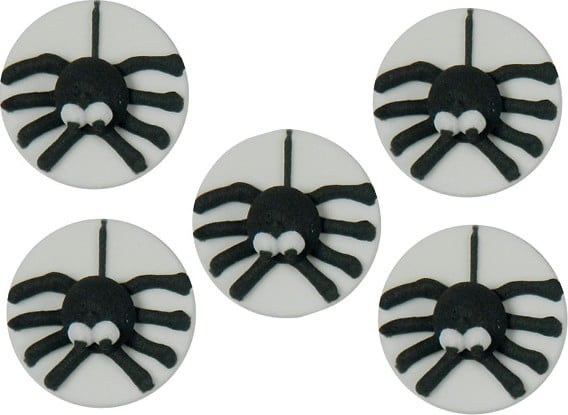 5 Mini disques en sucre araignées Halloween