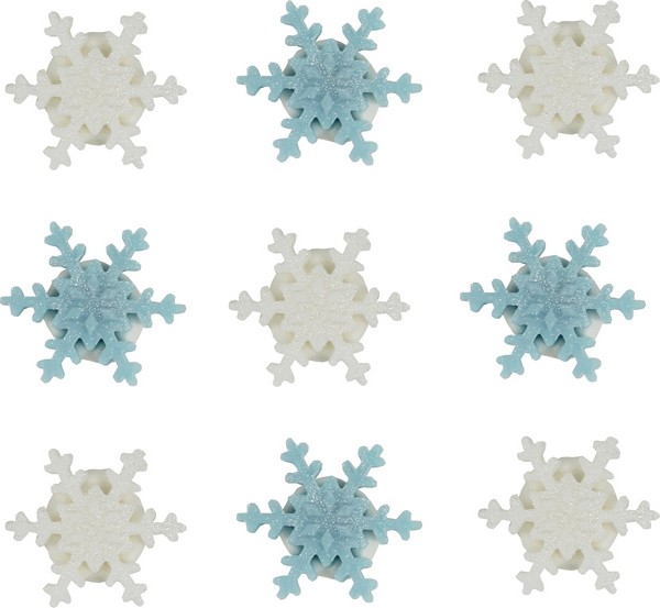 9 Mini Flocons de neige en sucre 2.5 cm Noël