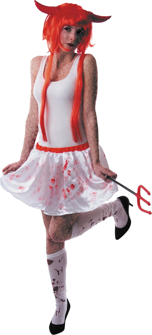 Jupon blanc ensanglanté femme Halloween