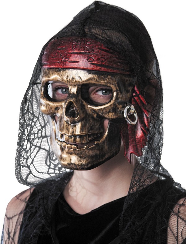 Masque tête de mort pirate doré adulte