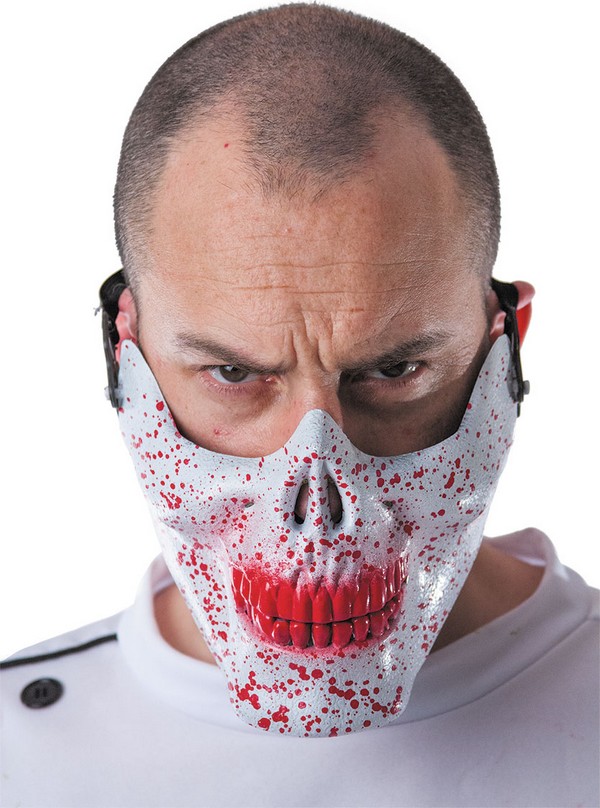 Demi masque tête de mort ensanglantée adulte Halloween