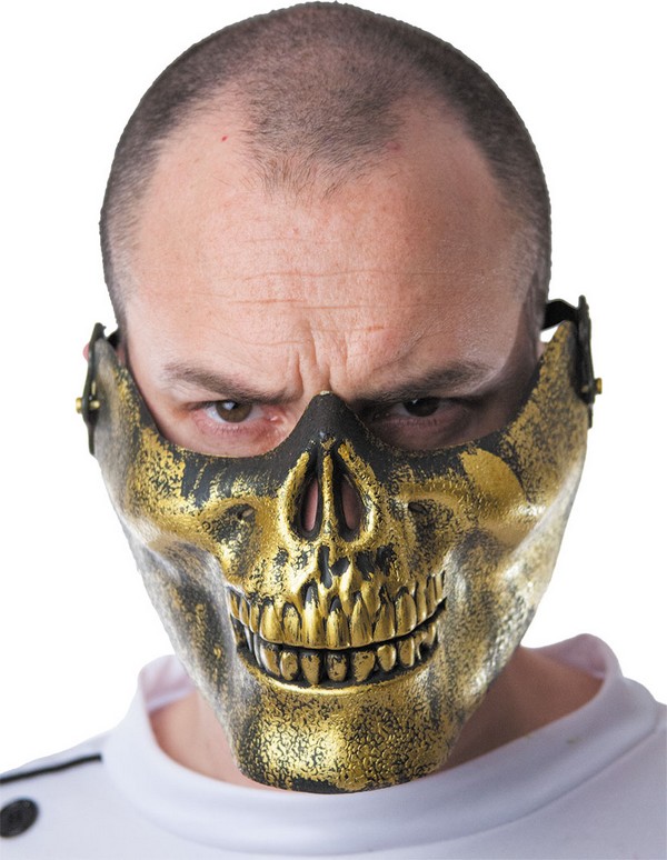 Demi masque tête de mort dorée adulte