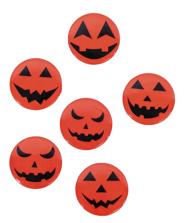 6 badges citrouilles 3,7 cm Halloween