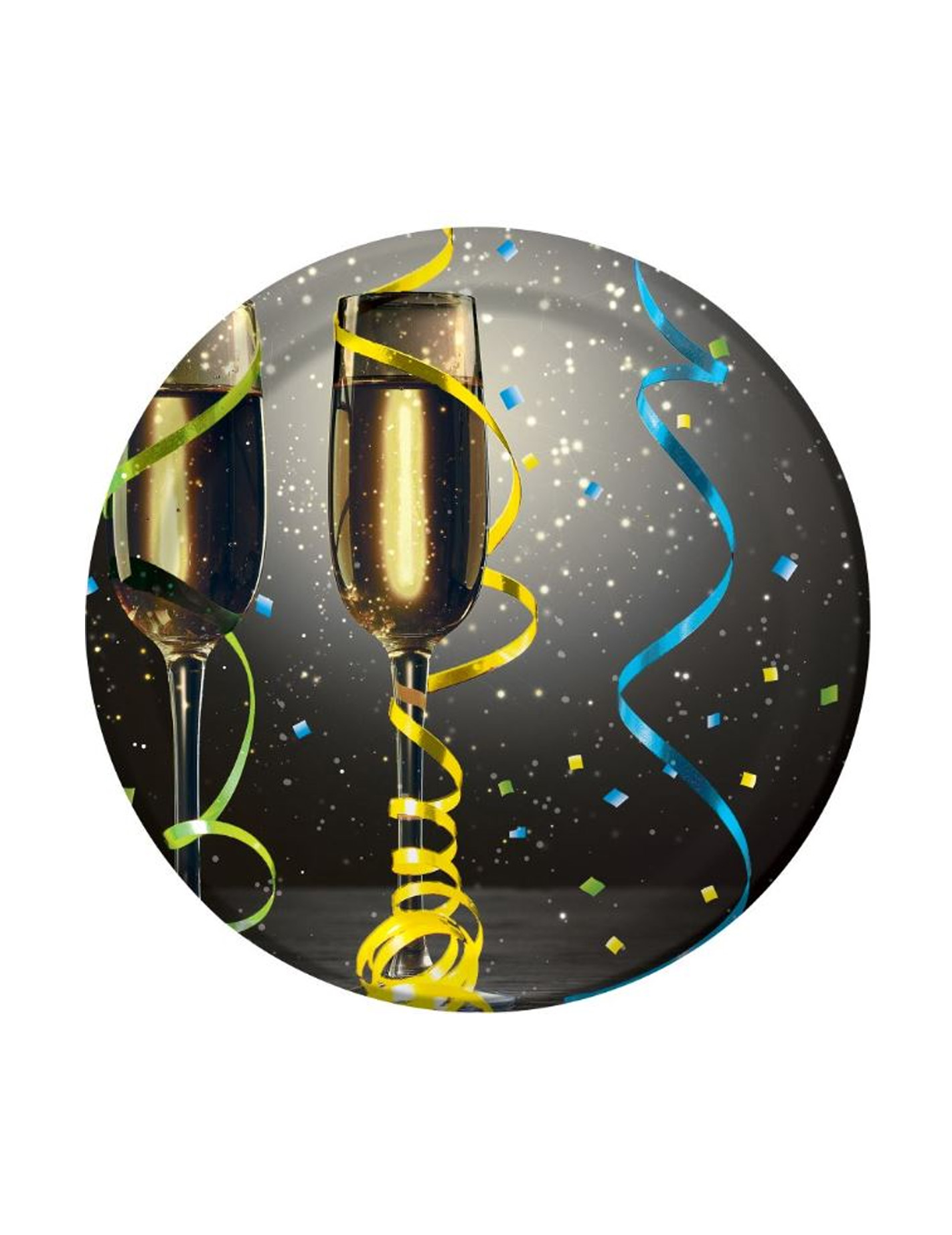 8 Petites assiettes en carton New year cotillons 18 cm