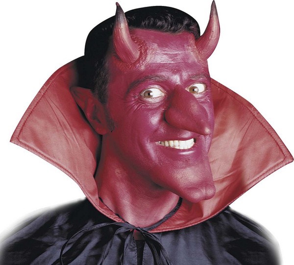 Cornes diable rouge avec colle adulte Halloween