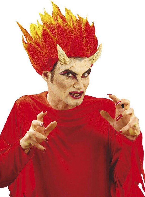 Cornes démon avec colle adulte Halloween
