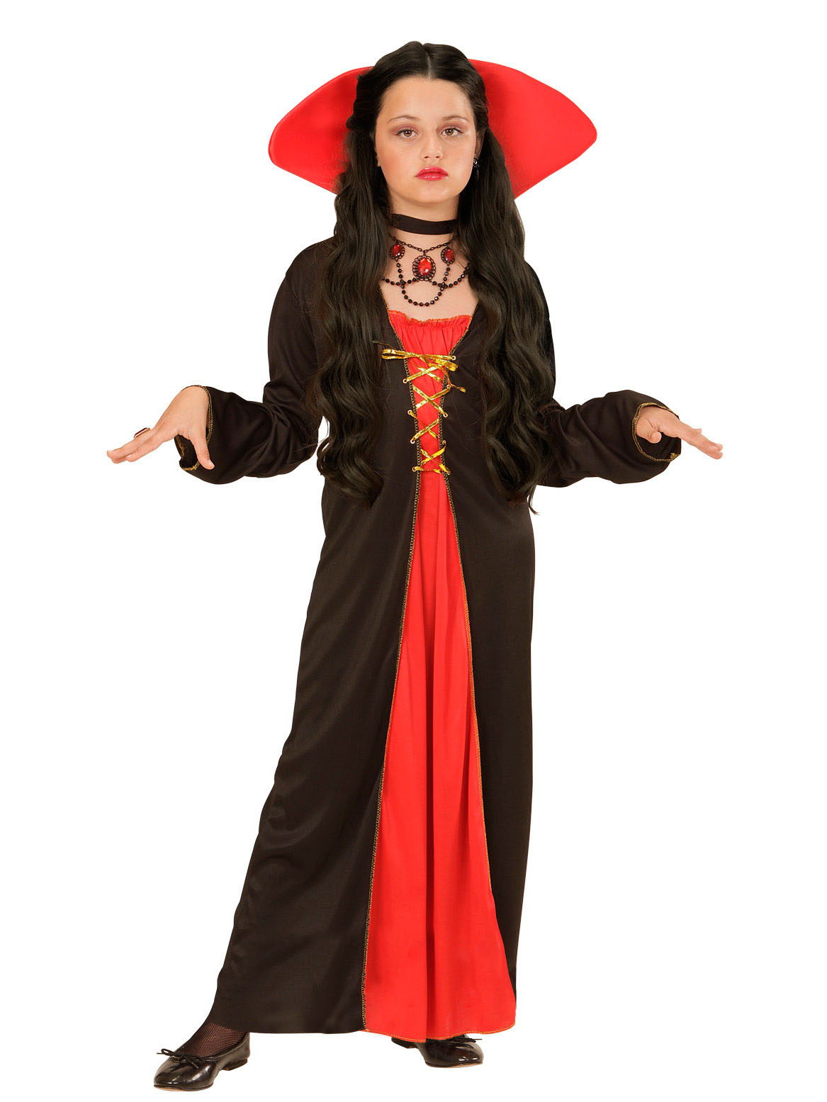 Déguisement comtesse avec grand col fille Halloween