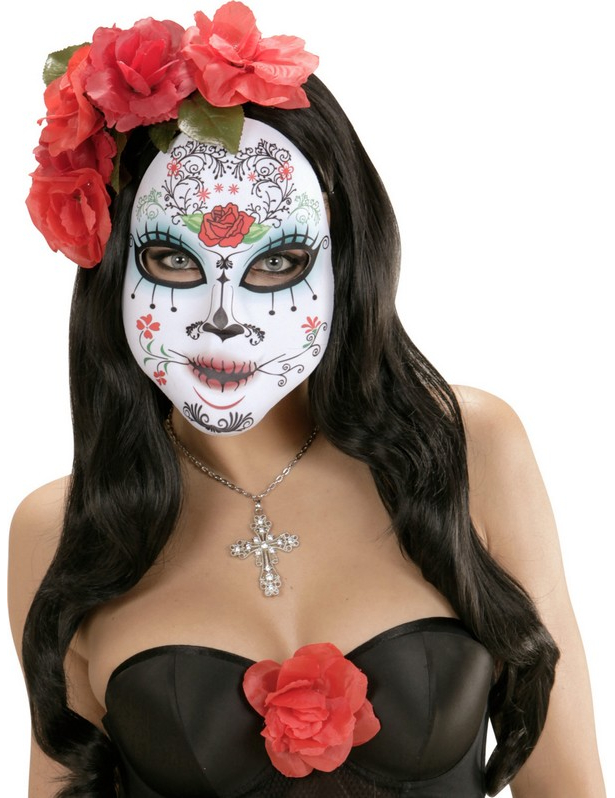 Masque coloré petite rose adulte Dia de lous muertos