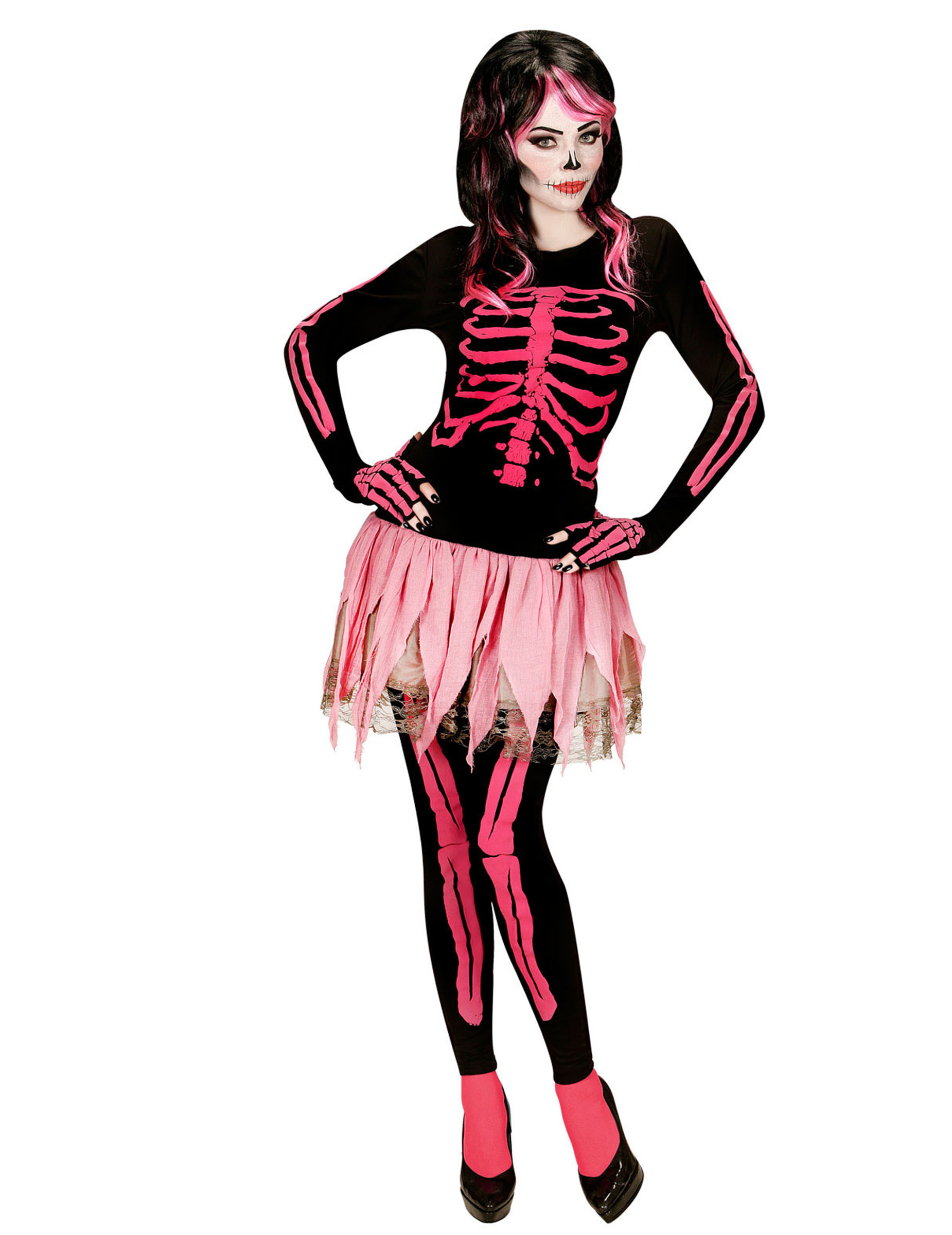 Déguisement squelette rose femme Halloween