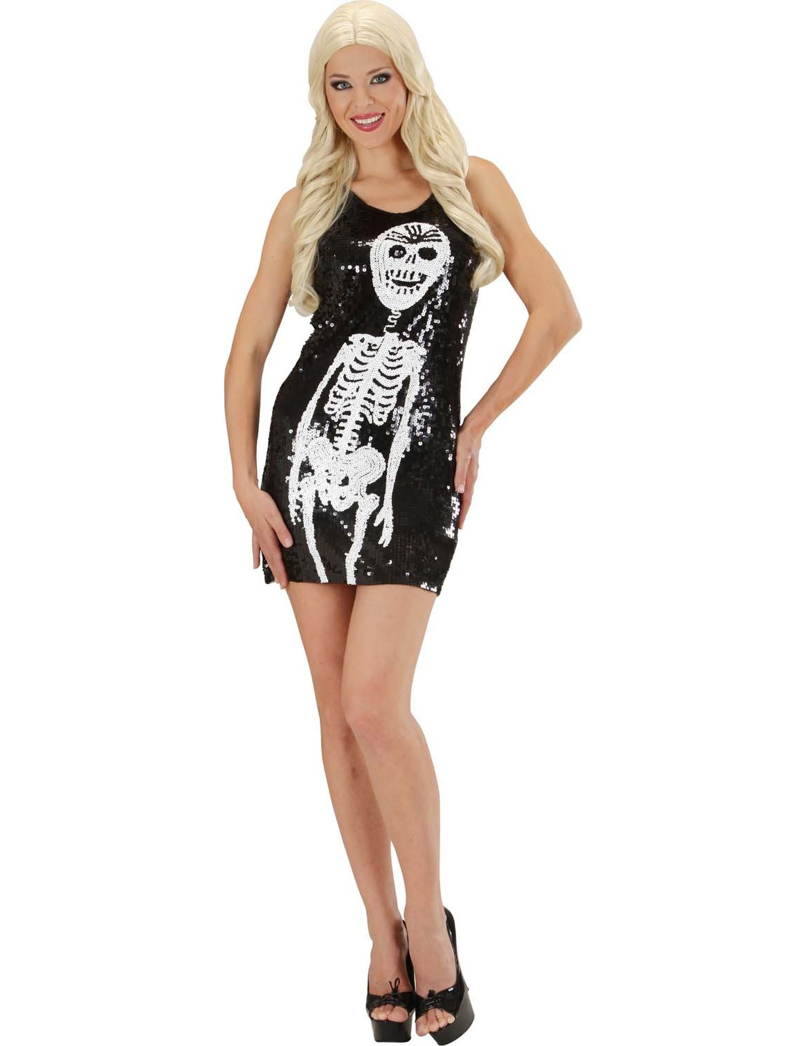 Déguisement robe squelette à paillettes femme Halloween
