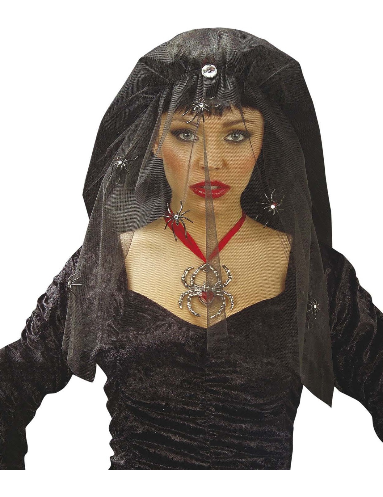 Voile veuve noire avec airaignées femme Halloween