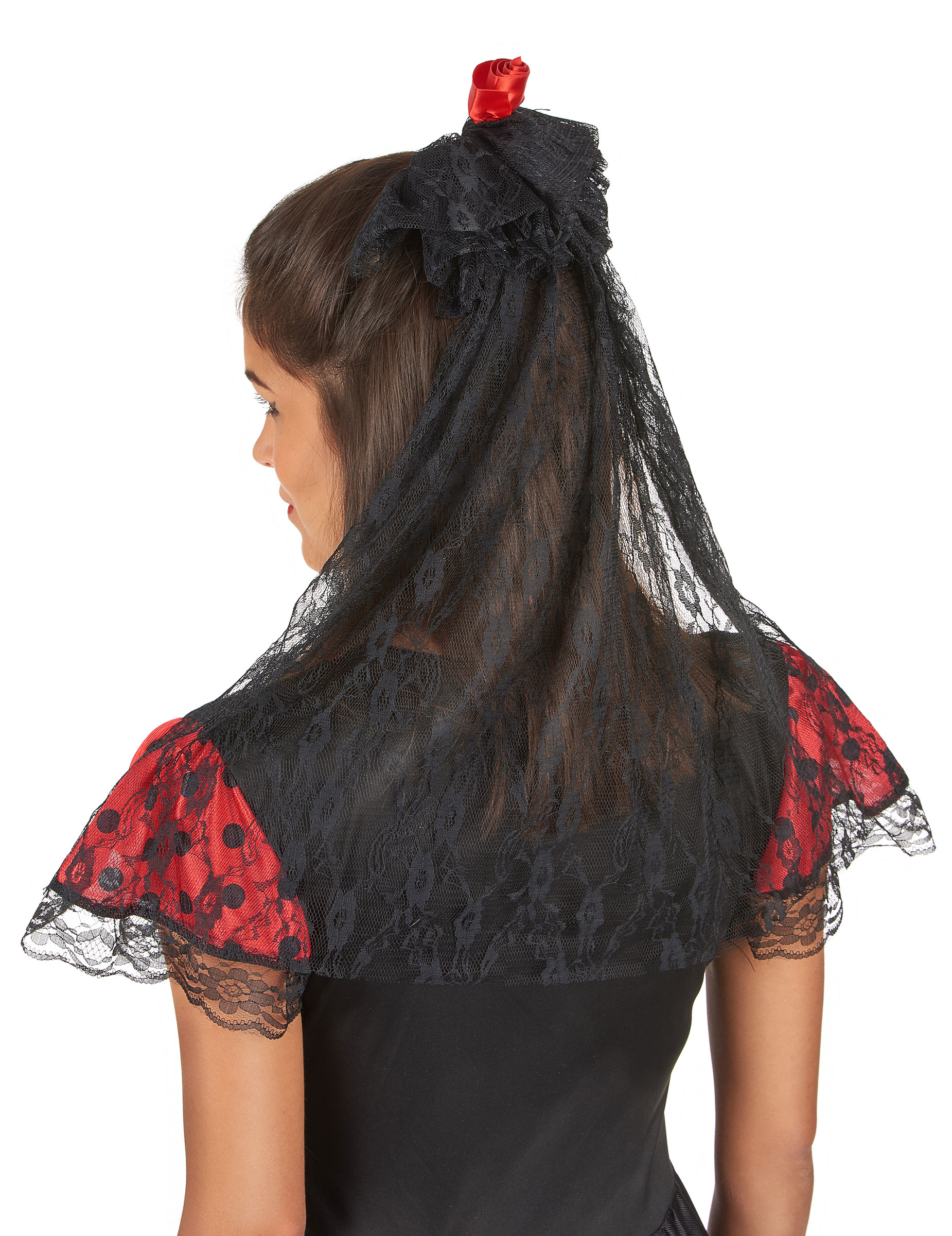 Voile avec rose rouge espagnole femme