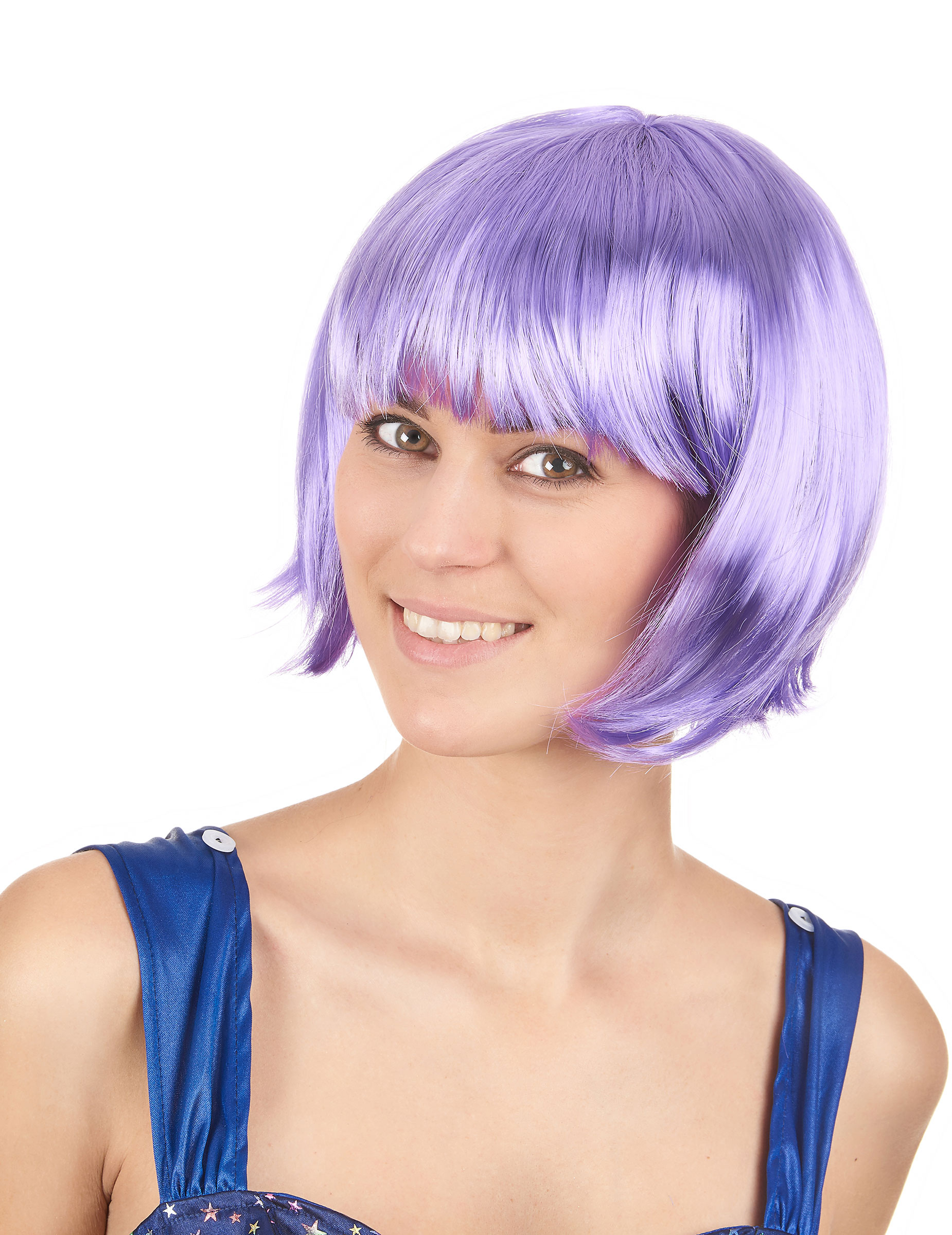 Perruque courte mauve femme